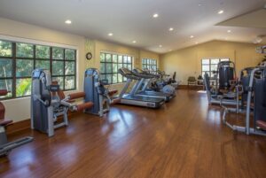 Covenant Living of Samarkand's indoor gym with gym equipment