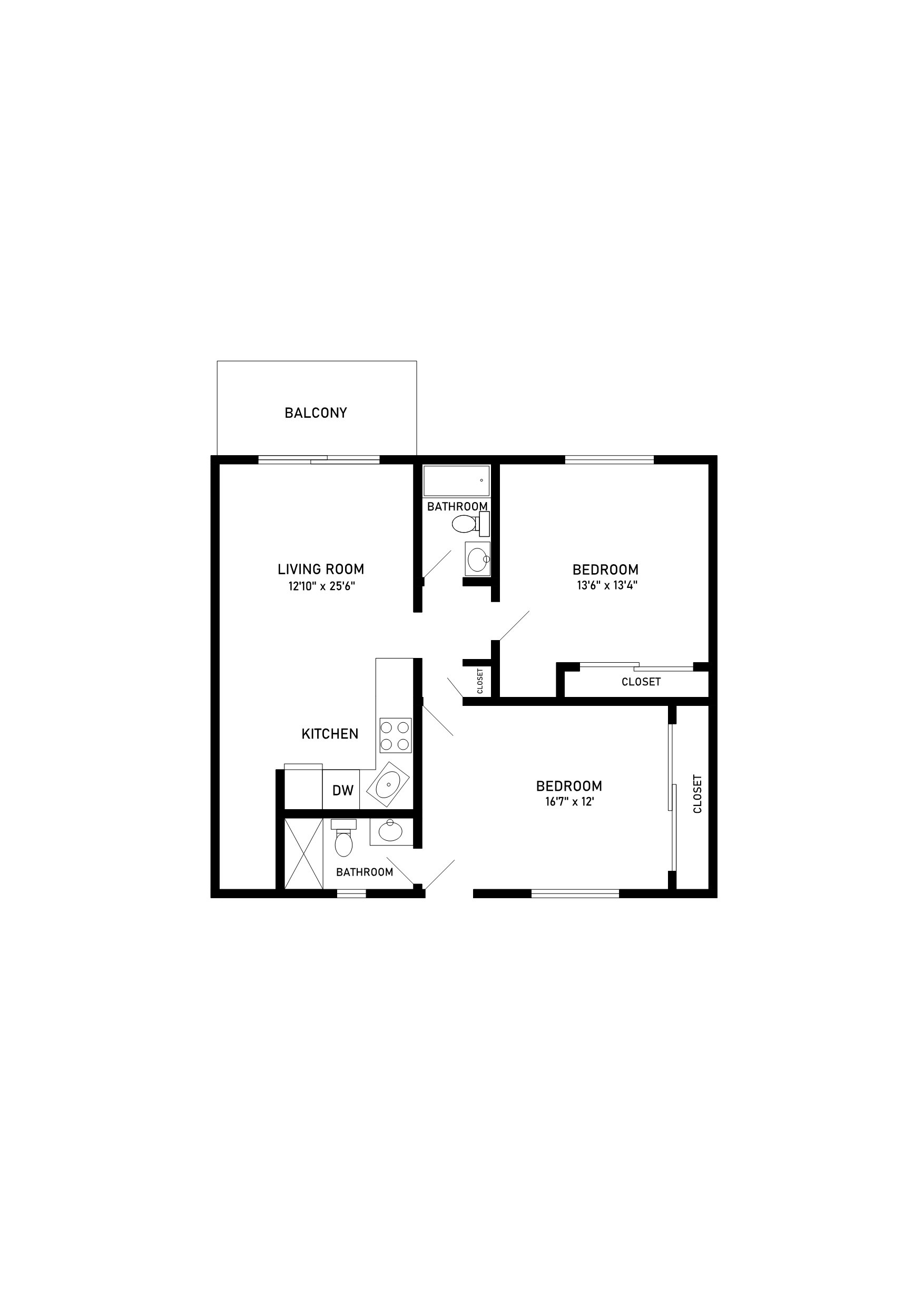 two bed two bath 920 sqft