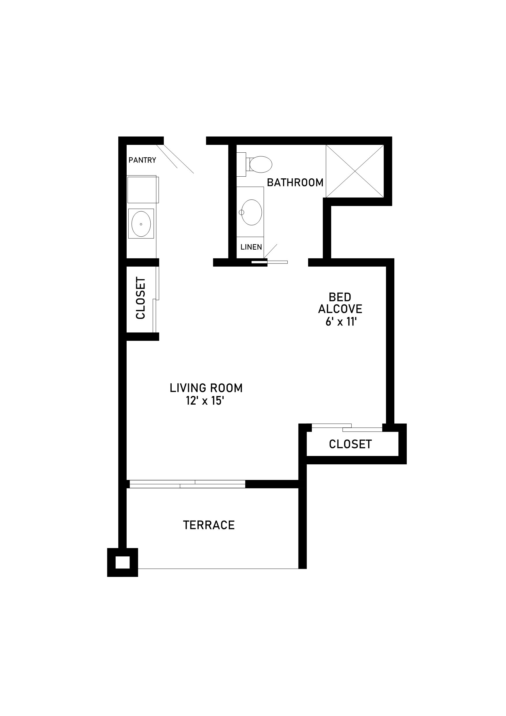 assisted living floor plan alcove 427 square feet