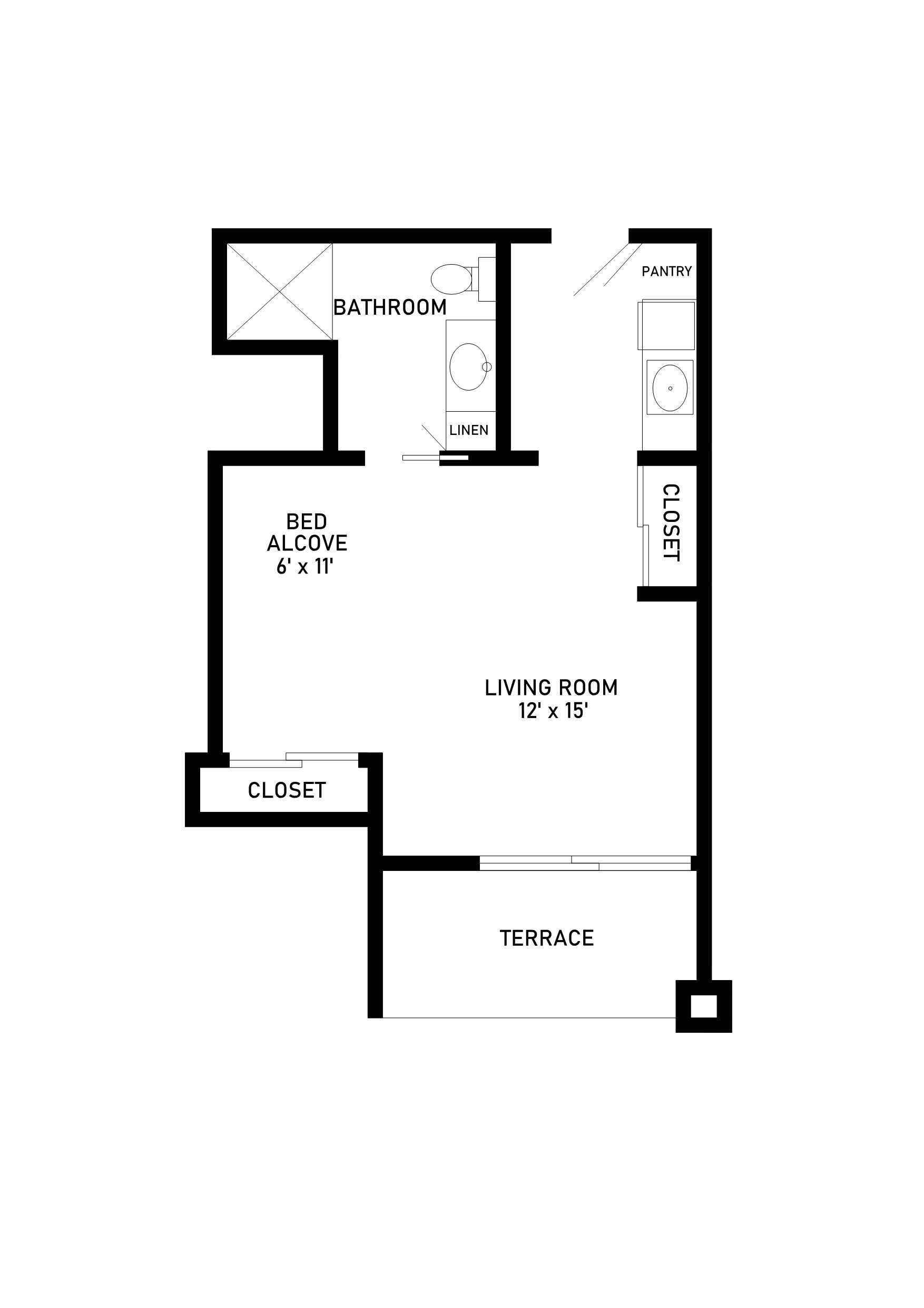 assisted living floor plan alcove 427 square feet