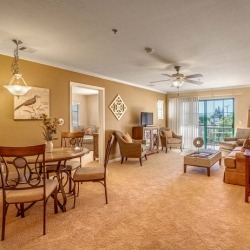 open concept living room with balcony